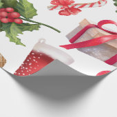 かわいいサンタクロースのクリスマススイーツパーソナライズされた ラッピングペーパー (角)
