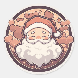 かわいいサンタクロースのクリスマスステッカー ラウンドシール