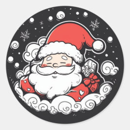 かわいいサンタクロースのクリスマスステッカー ラウンドシール