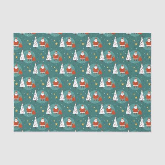 かわいいサンタクロースのクリスマスツリーパターン 薄葉紙 (正面)
