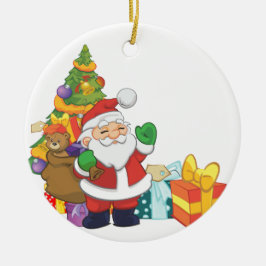 かわいいサンタクロースのクリスマスツリー セラミックオーナメント