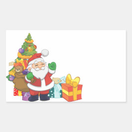 かわいいサンタクロースのクリスマスツリー 長方形シール