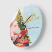 かわいいサンタクロースのクリスマスパイン ラージ壁時計 (傾斜)