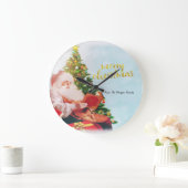 かわいいサンタクロースのクリスマスパイン ラージ壁時計 (ホーム)