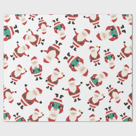 かわいいサンタクロースのクリスマスパターン ラッピングペーパー (フラット)
