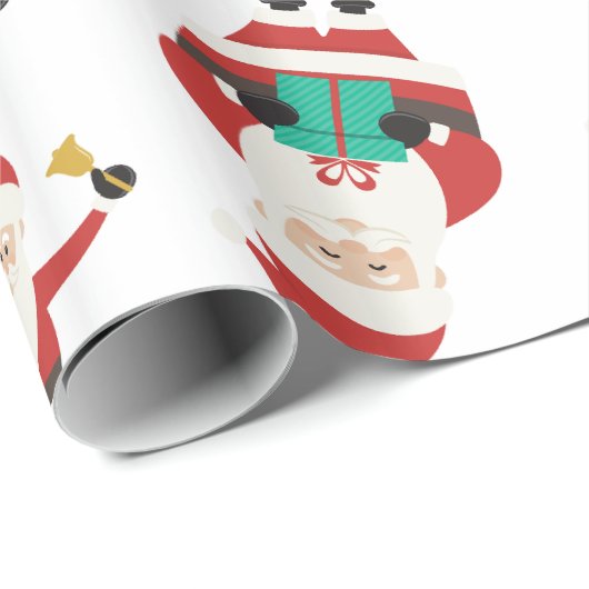 かわいいサンタクロースのクリスマスパターン ラッピングペーパー (ロールコーナー)