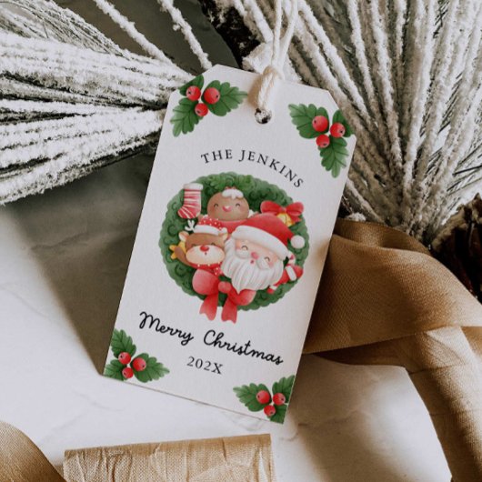かわいいサンタクロースのクリスマスパーソナライズされたのお願い ギフトタグ