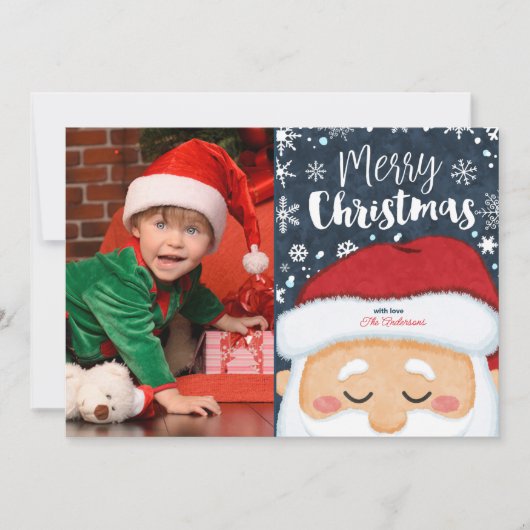 かわいいサンタクロースのクリスマスフォトグリーティングカード シーズンカード (正面)