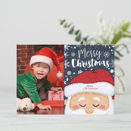 かわいいサンタクロースのクリスマスフォトグリーティングカード シーズンカード (スタンド正面)