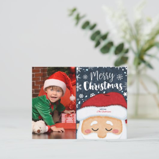 かわいいサンタクロースのクリスマスフォトポストカード ポストカード (スタンド正面)