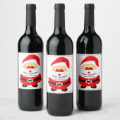 かわいいサンタクロースのクリスマスホリデーレッド ワインラベル (ボトル)