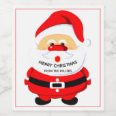 かわいいサンタクロースのクリスマスホリデーレッド ワインラベル (シングルラベル)