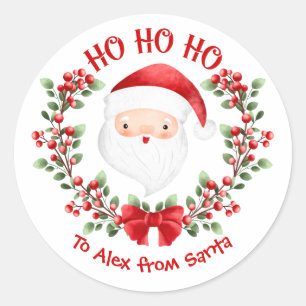 かわいいサンタクロースのクリスマスラウンドステッカー ラウンドシール