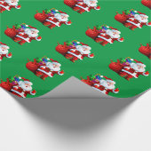 かわいいサンタクロースのクリスマス包装紙 ラッピングペーパー (角)