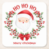 かわいいサンタクロースのクリスマス スクエアペーパーコースター (正面)