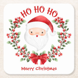 かわいいサンタクロースのクリスマス スクエアペーパーコースター