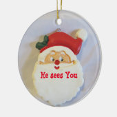 かわいいサンタクロースのクリスマス セラミックオーナメント (左)