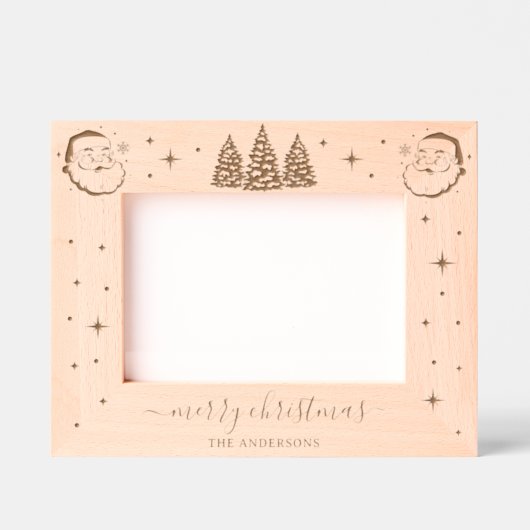 かわいいサンタクロースのクリスマス レーザー彫刻フレーム (正面)