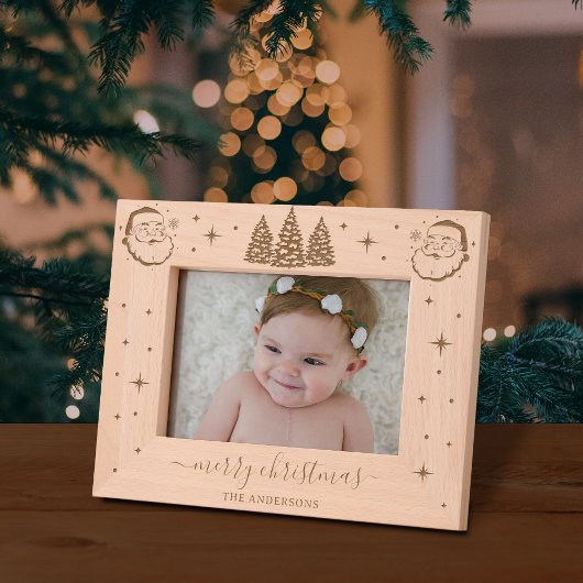 かわいいサンタクロースのクリスマス レーザー彫刻フレーム