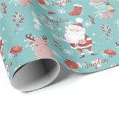 かわいいサンタクロースのトナカイパーソナライズされた動物 ラッピングペーパー (ロールコーナー)