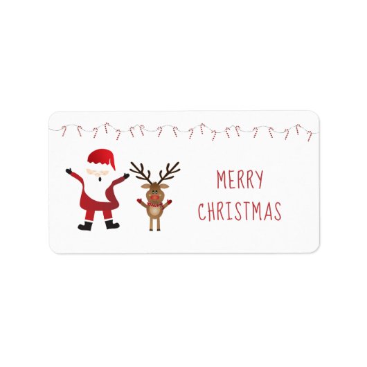 かわいいサンタクロースのトナカイ飴レッドラベル ラベル (正面)