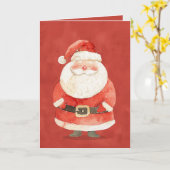かわいいサンタクロースのミニマリスト赤メリークリスマス カード (黄色い花)