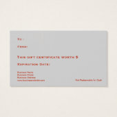 かわいいサンタクロースの名刺の証明書 (裏面)