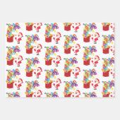 かわいいサンタクロースの品揃えパターン ラッピングペーパーシート (正面3)