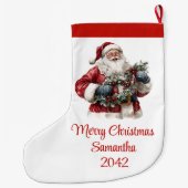 かわいいサンタクロースの子供たち！お祭り気分で、クリスマスを楽しく！ ラージクリスマスストッキング (裏面)