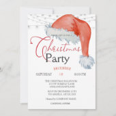 かわいいサンタクロースの帽子のストリングライト クリスマスパーティー 招待状 (正面)