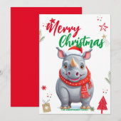 かわいいサンタクロースの木の飾り 名前を入れて シーズンカード (正面/裏面)