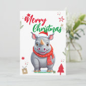 かわいいサンタクロースの木の飾り 名前を入れて シーズンカード (スタンド正面)