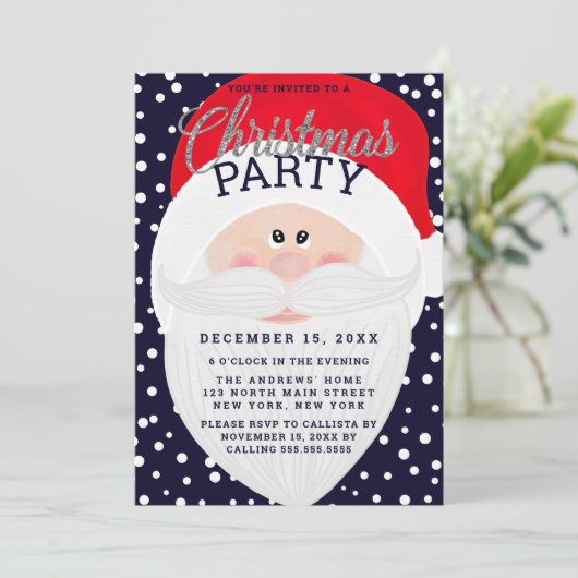 かわいいサンタクロースの水の色クリスマスパーティー 招待状 (スタンド正面)