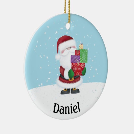 かわいいサンタクロースパーソナライズされたクリスマス セラミックオーナメント (右)