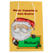 かわいいサンタクロースパーソナライズされた ミディアムペーパーバッグ (正面)