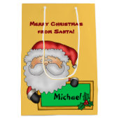 かわいいサンタクロースパーソナライズされた ミディアムペーパーバッグ (裏面)