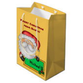 かわいいサンタクロースパーソナライズされた ミディアムペーパーバッグ (裏面アングル)