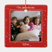かわいいサンタクロースフレーム |家族の記念写真 セラミックオーナメント (裏面)