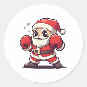かわいいサンタクロースボクシング – 休日をテーマにしたクリスマス ラウンドシール