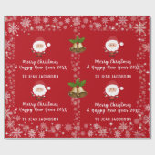 かわいいサンタクロースモダンのスクリプパーソナライズされたト名 ラッピングペーパー (フラット)