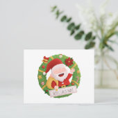 かわいいサンタクロースリースはがき シーズンポストカード (スタンド正面)