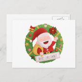 かわいいサンタクロースリースはがき シーズンポストカード (正面/裏面)