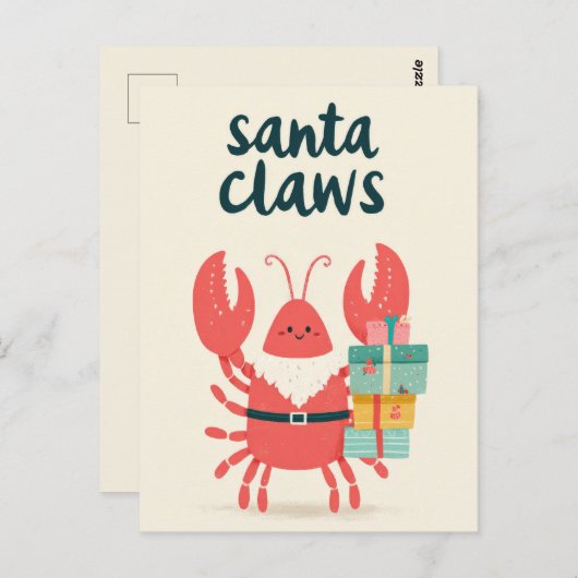 かわいいサンタクロースロブスターパニークリスマスおもしろい ポストカード (正面/裏面)