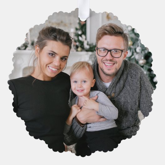 かわいいサンタクロース写真の休日 オーナメントカード (裏面)