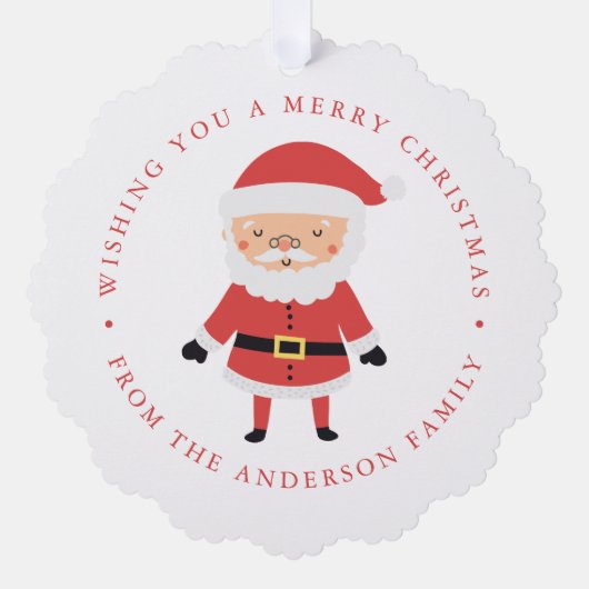 かわいいサンタクロース写真の休日 オーナメントカード (正面)