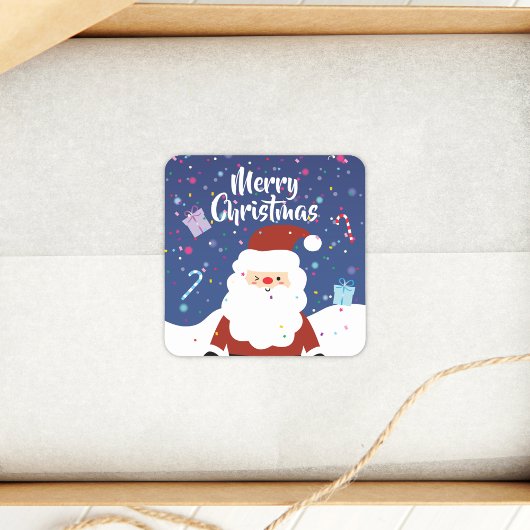 かわいいサンタクロース冬のワンダーランドメリークリスマス スクエアシール