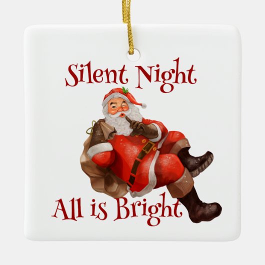 かわいいサンタクロース初めてのクリスマスカスタム写真 セラミックオーナメント (正面)