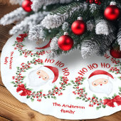 かわいいサンタクロース家族名クリスマスツリースカート ブラッシュドポリエステルツリースカート