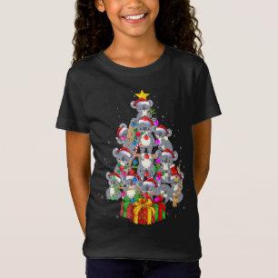 かわいいサンタクロース小荒熊クリスマスツリーライト Tシャツ