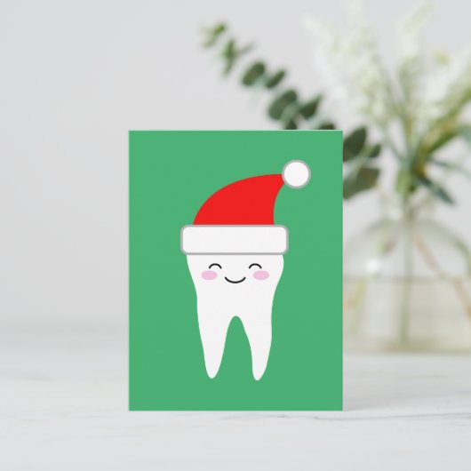 かわいいサンタクロース歯のカラートのクリスマスはがき シーズンポストカード (スタンド正面)